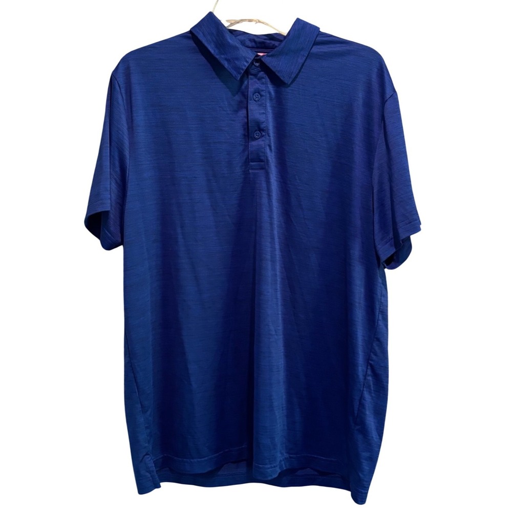 Birdie Bound Mens Blue Heathered Performance Golf Polo Shirt Size Large L